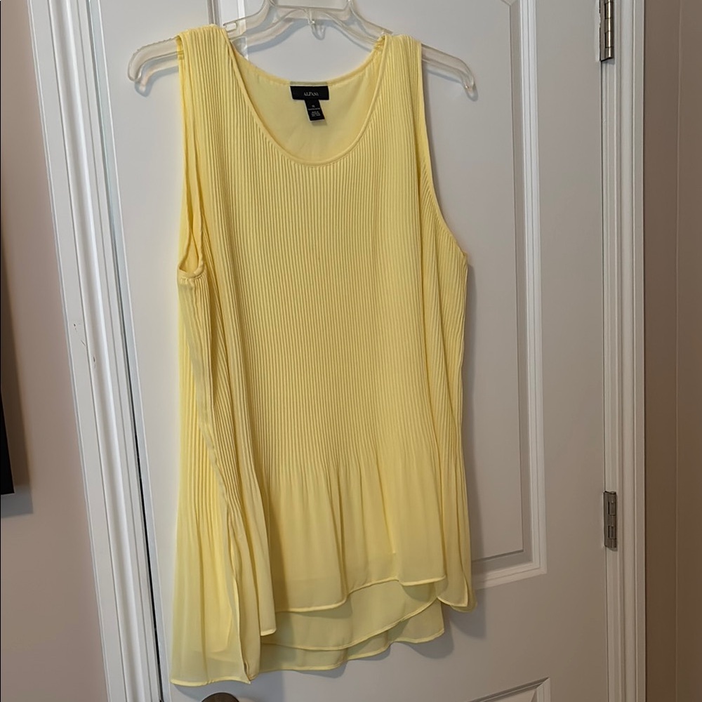 Alfani Sunny Yellow Asymmetrical Pleated Tank Tunic Top